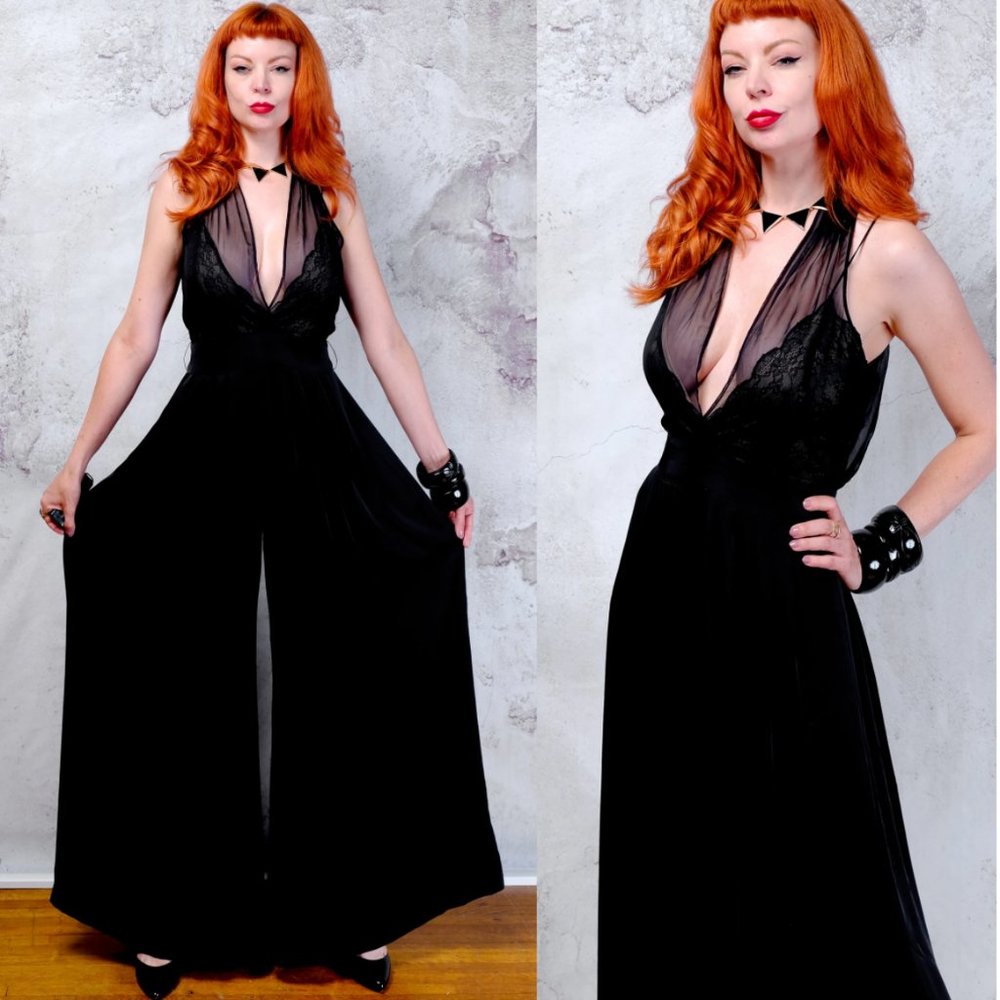 The Limited black chiffon wide legged chiffon jump